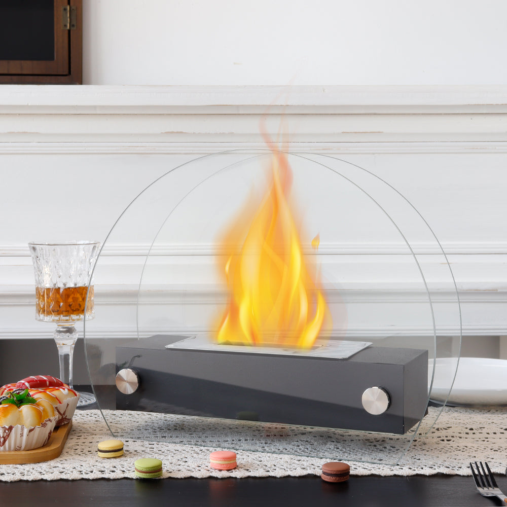 JHY Design Portable Tabletop Fire Pit 35cm – Clean-Burning Bio Ethanol, Ventless, Indoor/Outdoor