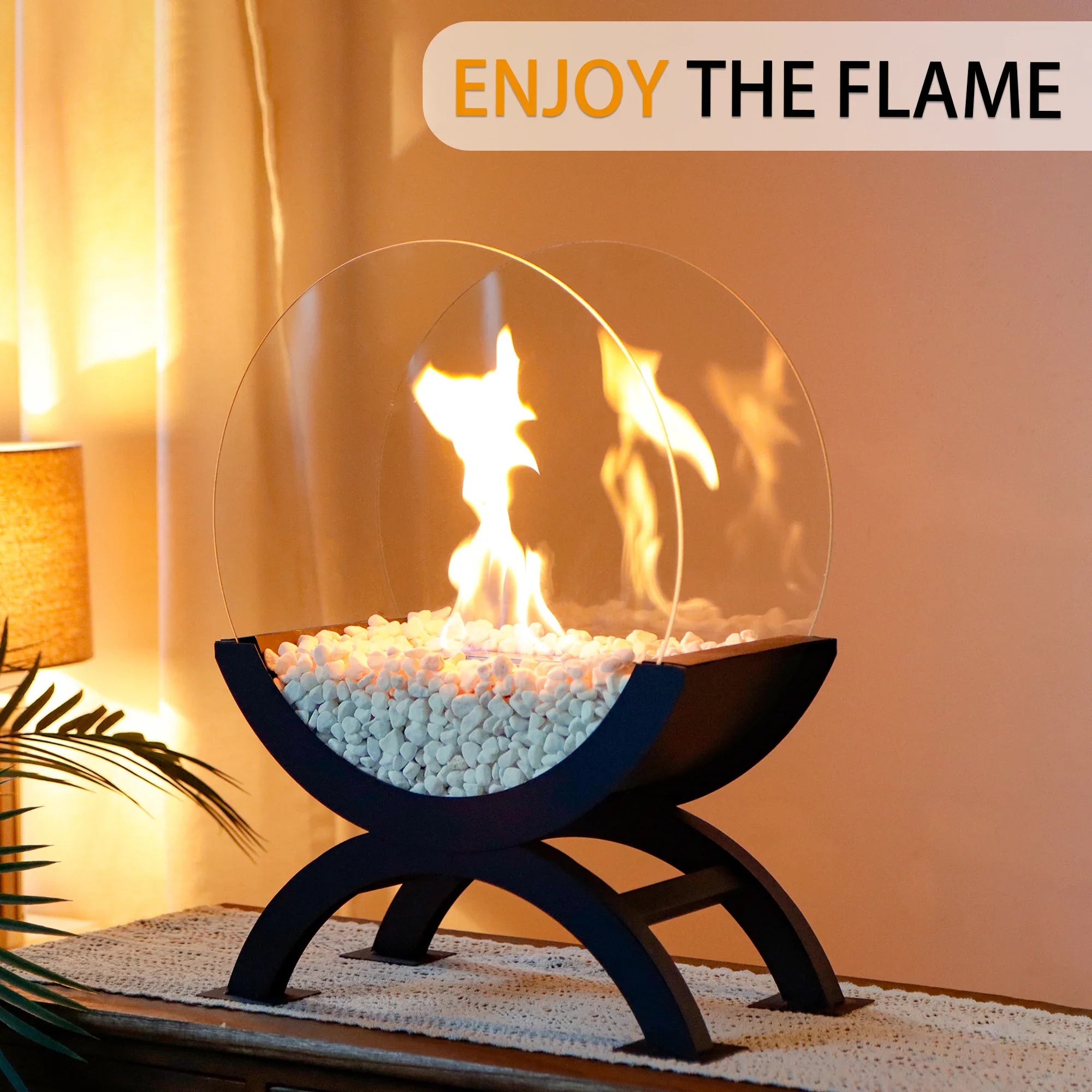 48cm H Portable Round Tabletop Fireplace